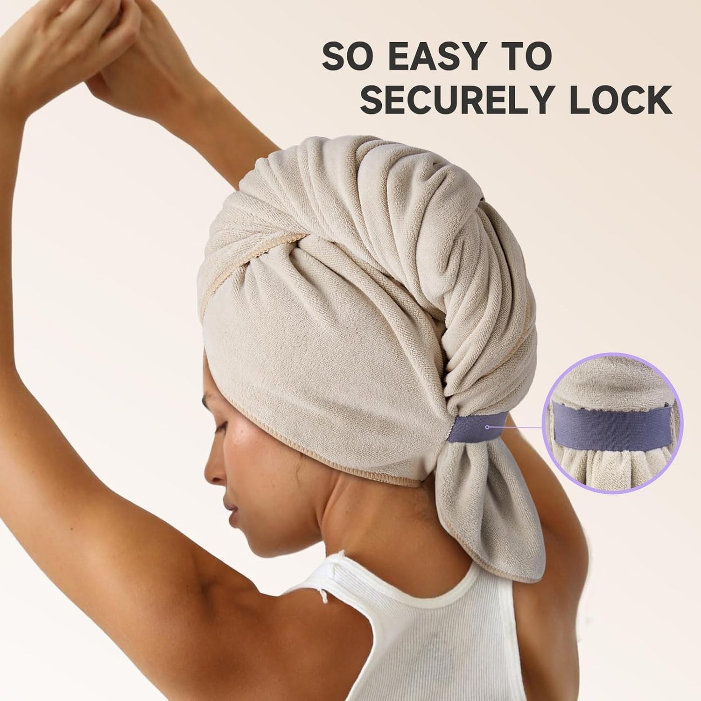 Umisleep Microfiber Hair Towel - Super Absorbent Wrap for Long, Thick Hair | 41" x 22" - Camel Color