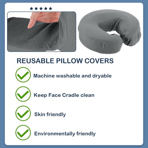 Macarrie 24 Pcs Microfiber Face Cradle Covers - Soft, Reusable, Oil-Proof Headrest Sheets | Gray