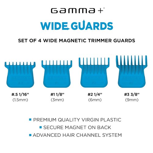 GAMMA+ Magnetic Hair Trimmer Guards - Set of 4 for GAMMA+ & StyleCraft Blades (41mm)