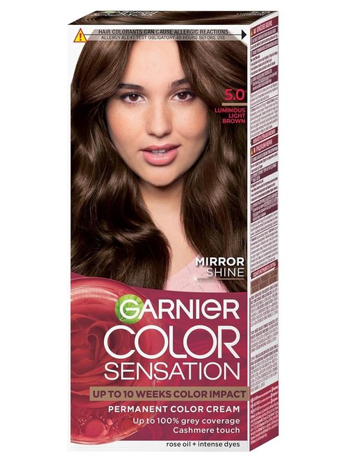 GARNIER - Color Sensation Permanent Hair Coloring Cream - 5.0 Luminous Light Brown