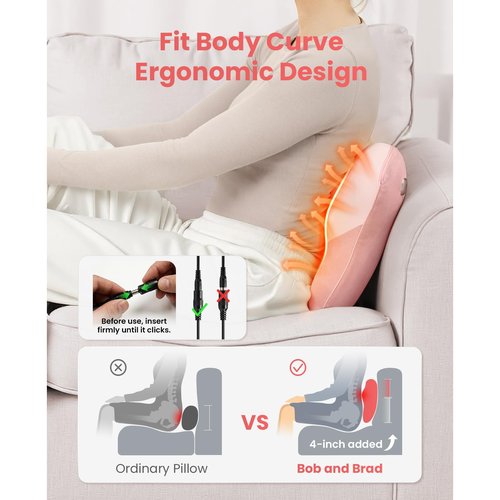 BOB AND BRAD Back Massager with Heat, EZBack Corded Neck Massager Back Massager for Pain Relief Deep Tissue, Shiatsu Back Shoulder and Neck Massager, Massage Pillow for Full Body, Gifts for Women Men