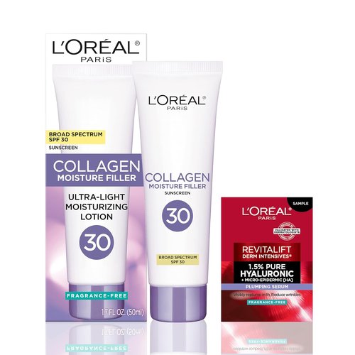 L'Oreal Paris Collagen Moisture Filler Face Cream - Anti-Aging SPF 30 Moisturizer with Serum Sample