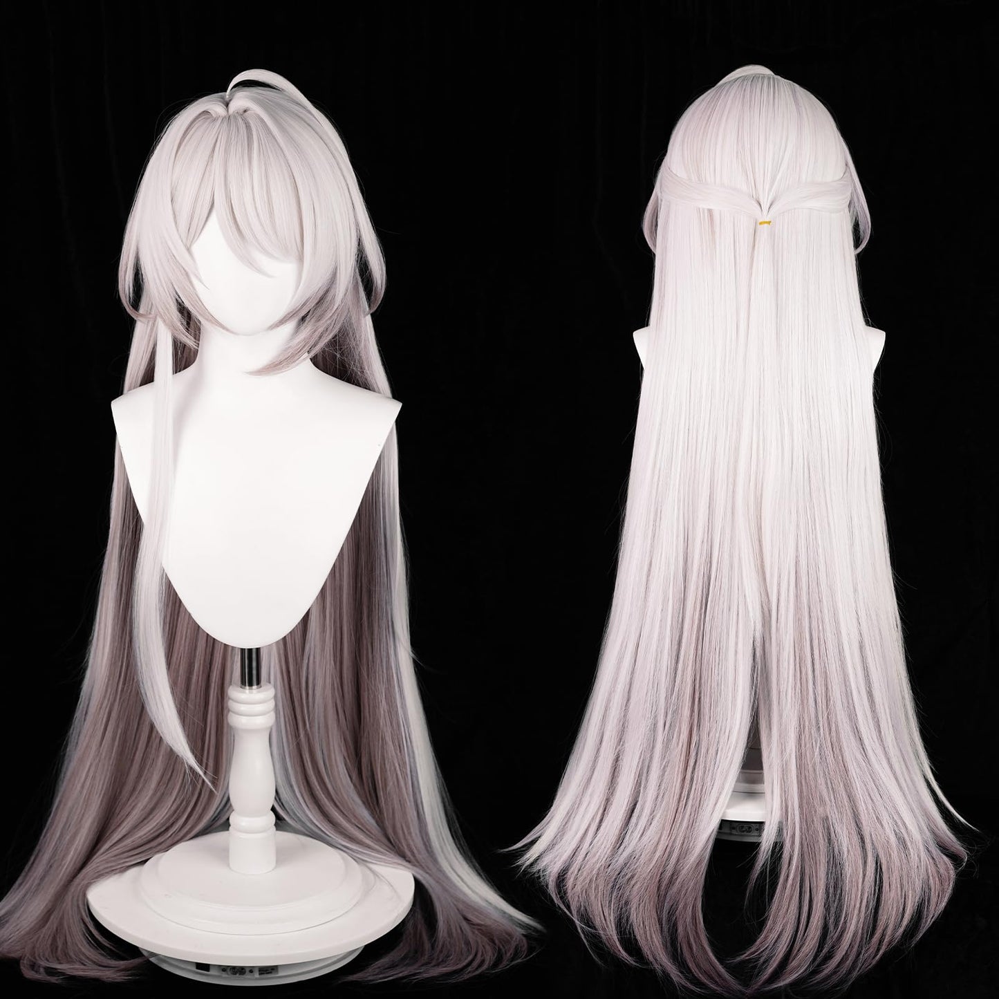 XiongXiongLe Honkai Star Rail Acheron Wig Cosplay Pink Silver White Long Straight Costume Hair Wigs for Adult Women Cos Anime Game Party Halloween Christmas Comic(Acheron)