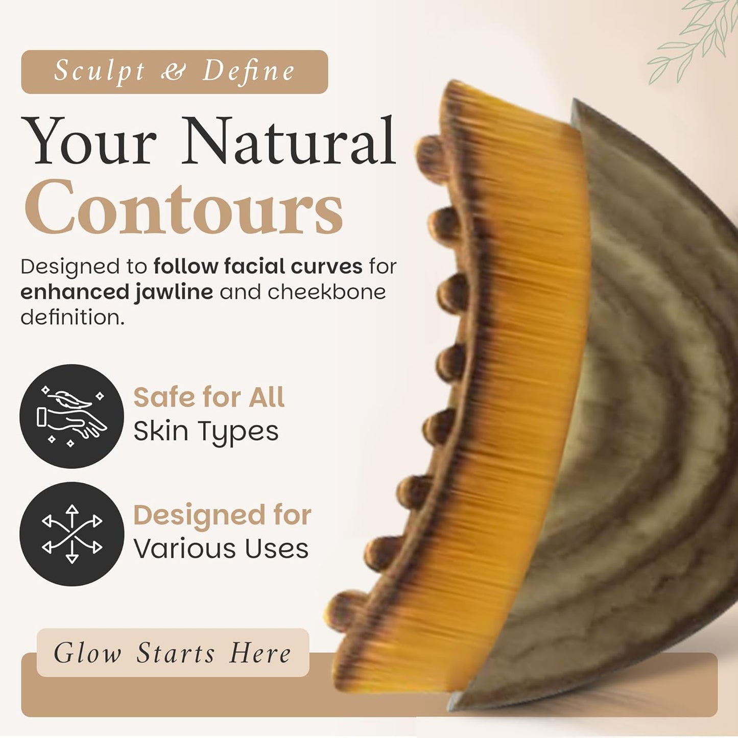 Skiennix Lymphatic Contour Face Brush - Sculpting Tool for Jawline & Chin | Dry Massage Brush