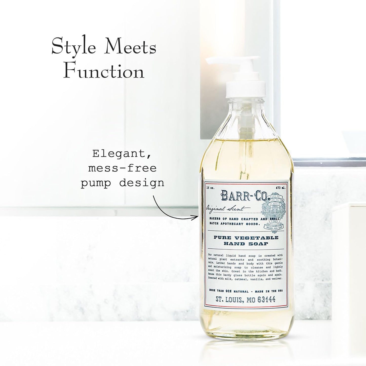 BARR-CO. Hand Soap - Natural Moisturizing Liquid Soap with Oat, Vanilla & Vetiver | 16 fl oz