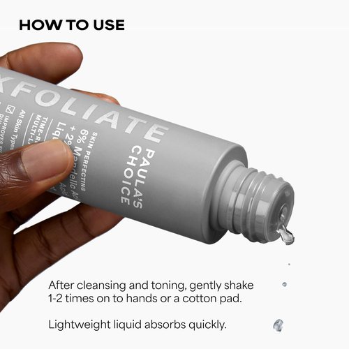 Paula’s Choice Liquid Face Exfoliant 6% Mandelic Acid + 2% Lactic Acid Exfoliant, Gentle Daily AHA Exfoliation for Discoloration, Bumpy Texture & Radiance, for Sensitive Skin, Fragrance-Free, 1 fl oz
