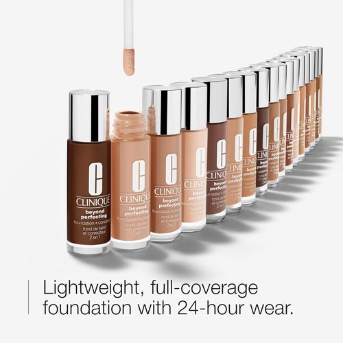 Clinique Beyond Perfecting Foundation + Concealer - Lightweight Full Coverage for All Skin Types | Natural Matte Finish