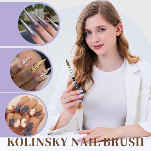 Kolinsky Nail Art Brush - Size 10 Oval Brush for Professional Manicure & DIY Home Salon - Black