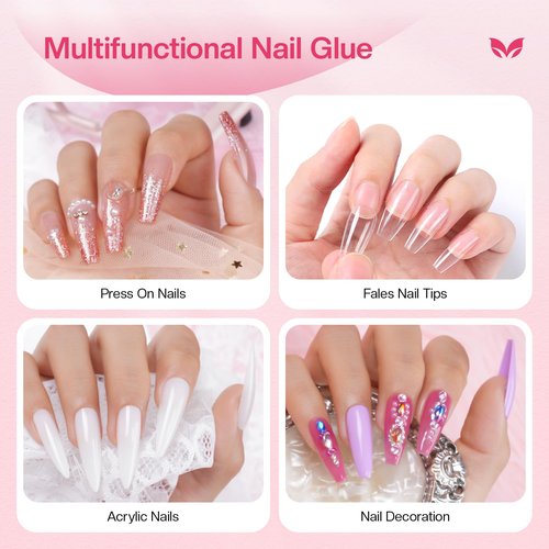 Morovan Super Strong Nail Glue: Glue for Press Ons & Acrylic & Fake Nails Tips Brush on Long-Lasting Fast-Drying No U V Light Needed for Beginners DIY Home or Salon Manicure
