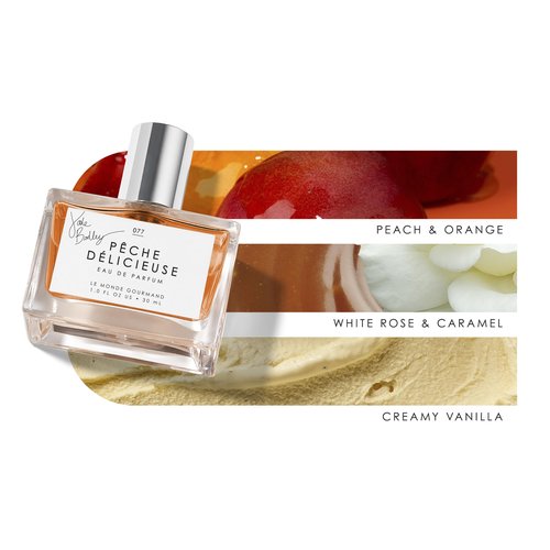 Le Monde Gourmand Pêche Délicieuse Eau de Parfum Spray Perfume for Women, Jade Bodley, Peach, Vanilla Crumble & Caramel Scent, 1 fl oz (30 ml)