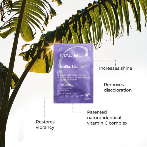 Malibu C Mini Rehab Malibu Blondes | Vitamin Complex Hair Remedy - Restores Vibrancy for Natural & Processed Blondes - 2 Packets