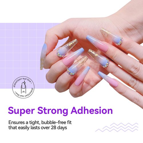 JEWHITENY 2pcs 10ML Nail Glue Gel for Nail Tips Nail Gel Glue for False Nails Tips and Clear Press on Nails Long Lasting Need U V Light Cured