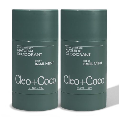 Cleo+Coco Extra Strength Deodorant Balm, Grapefruit Bergamot (2-Pack, 2.2 oz Each), Aluminum-Free Natural Deodorant with 5X Odor Fighters, Vegan, No Synthetic Fragrance