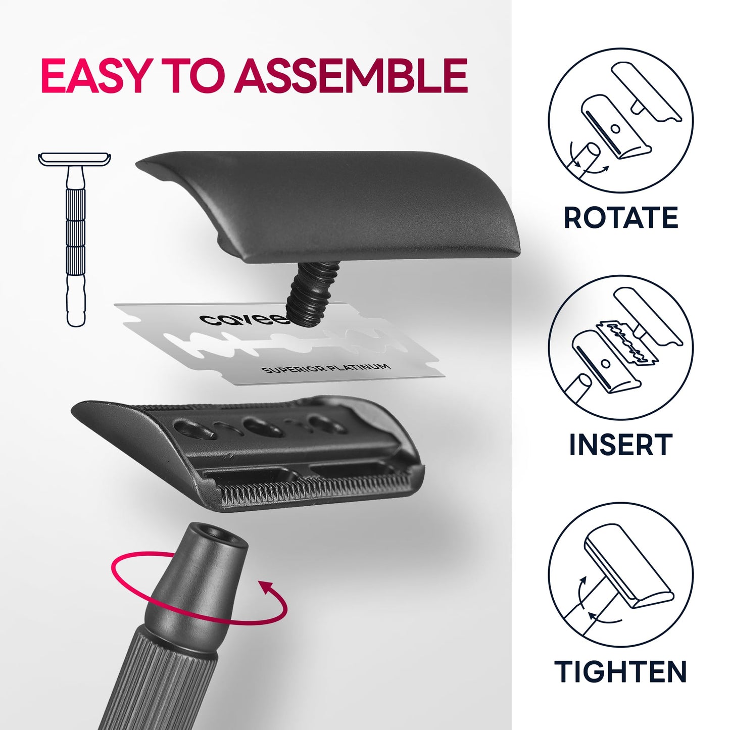 CAVEEM 60 Count Double-Edge Safety Razor Blades, Replacement Razor Refills for Shaving, Stainless Steel Blades for All Standards Double-Edge Razor