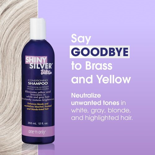 One 'n Only Shiny Silver Purple Shampoo - Argan Oil Toning for Blonde & Gray Hair - Moisturizes & Reduces Brassiness (3 Pack)