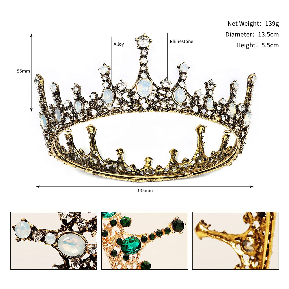 Miallo Baroque Crown Black Bridal Crystal Tiara Crown Gothic Wedding Headpiece Vintage Queen Hair Accessories for Women and Girls