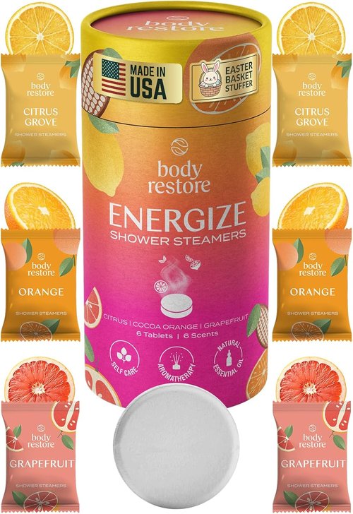 Body Restore Shower Steamers - Aromatherapy Stress Relief & Relaxation | 6 Pack Citrus Gift Set