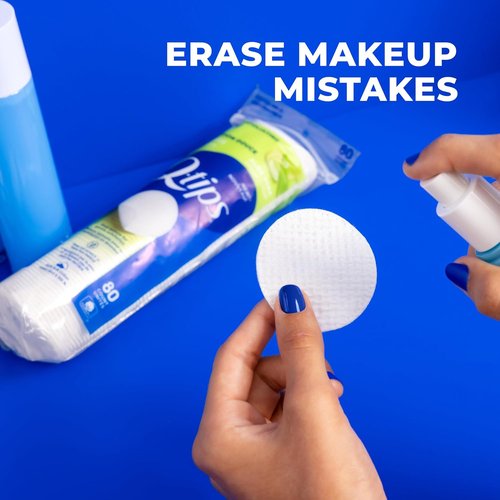 Q-Tips Gentle Exfoliating Cotton Rounds - 100% Cotton, Dual Textured Makeup Remover Pads | 80 Count Pack