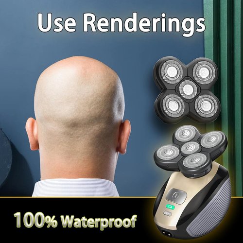 Ruixin Shaver Replacement Blades - 5-Blade Electric Razor Head for Bald Men | Refills Kit with Cleaning Brush