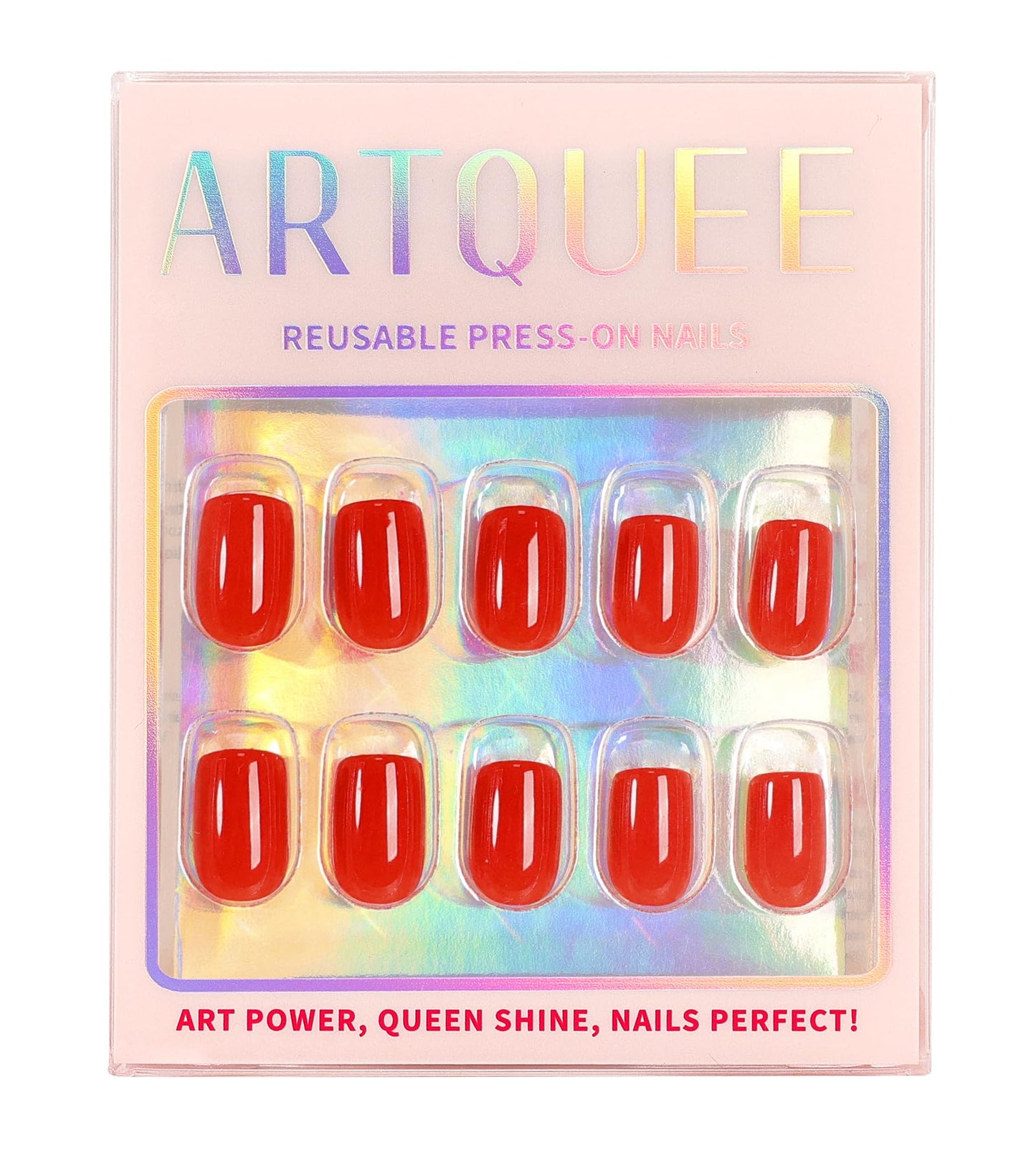 Artquee Press on Nails Short Soft Nude Square False Tips Glossy Reusable Fake Stick on Nails Kit for Women - 30 PCS 15 Sizes