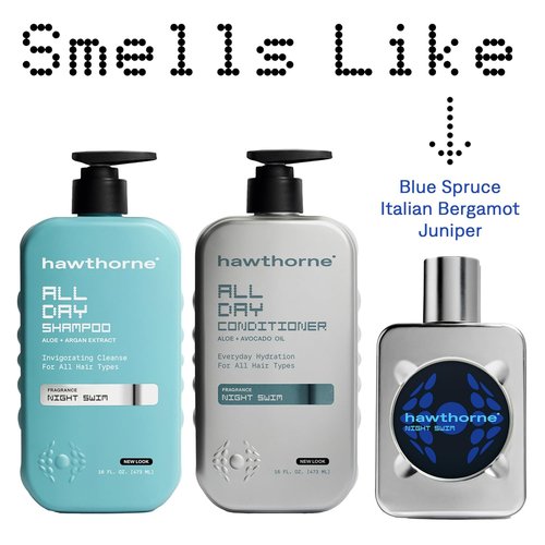 Hawthorne Men's Conditioner - Sulfate & Paraben Free with Argan & Coconut Oil | Night Swim Scent, 16 fl. oz. 2-Pack