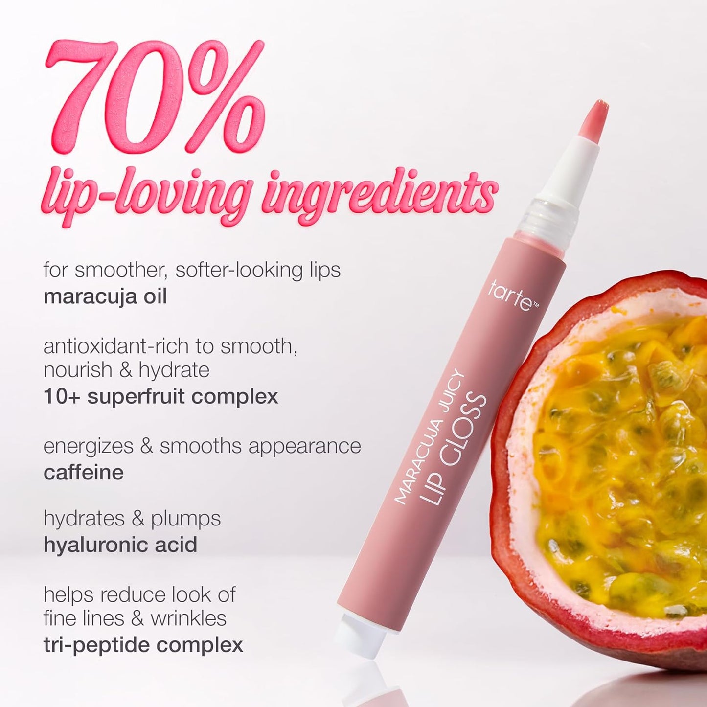 Tarte Maracuja Juicy Lip Gloss - Peptide-Infused Hydrating Balm | 12HR Moisture, Vegan & Cruelty-Free, Full Size