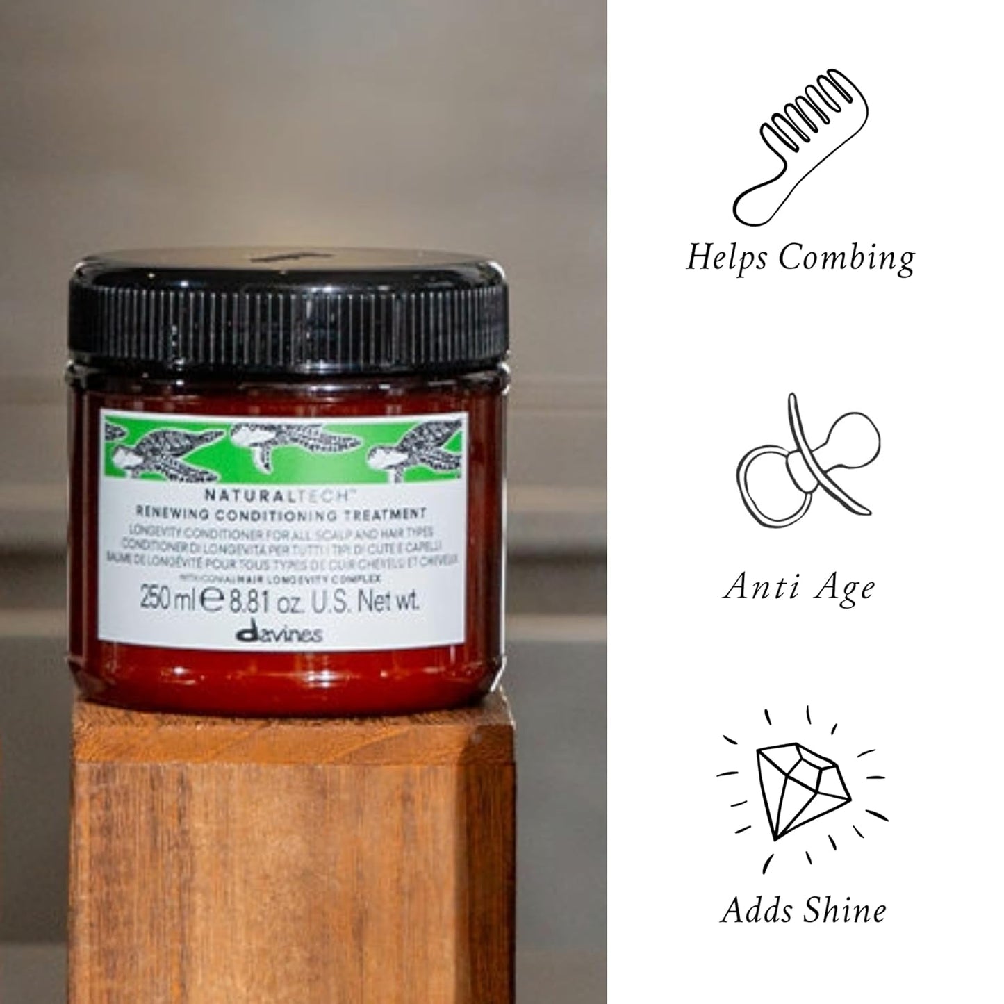 Davines Naturaltech Renewing Conditioning Treatment - Anti-Aging Formula for All Hair Types | 8.45 Fl Oz