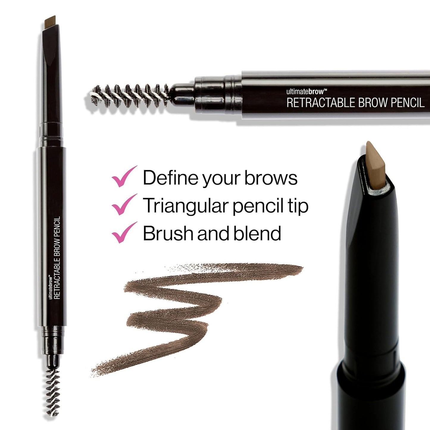 Wet n Wild Ultimate Eyebrow Retractable Definer Pencil - Ash Brown | Dual-Sided Brush for Perfectly Defined Brows