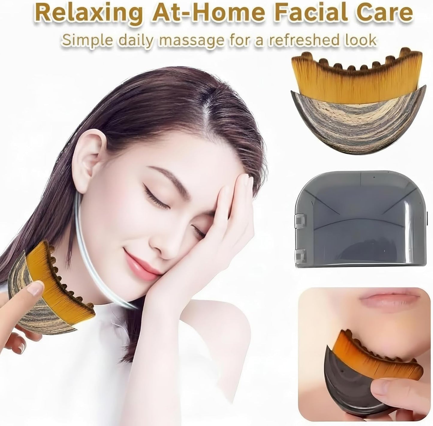 Skiennix Ergonomic Lymphatic Contour Brush - Depuffing Facial Massage Tool with Soft Bristles for Daily Care
