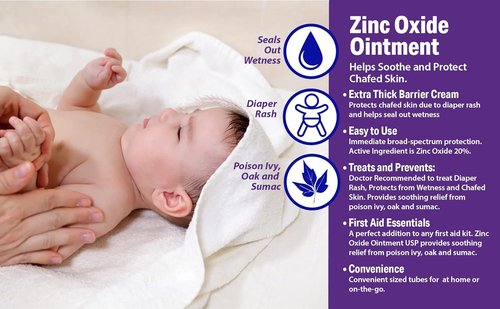Globe Zinc Oxide 20% Skin Protectant Ointment - Relieves Diaper Rash & Minor Irritations | 2 oz (3 Pack)