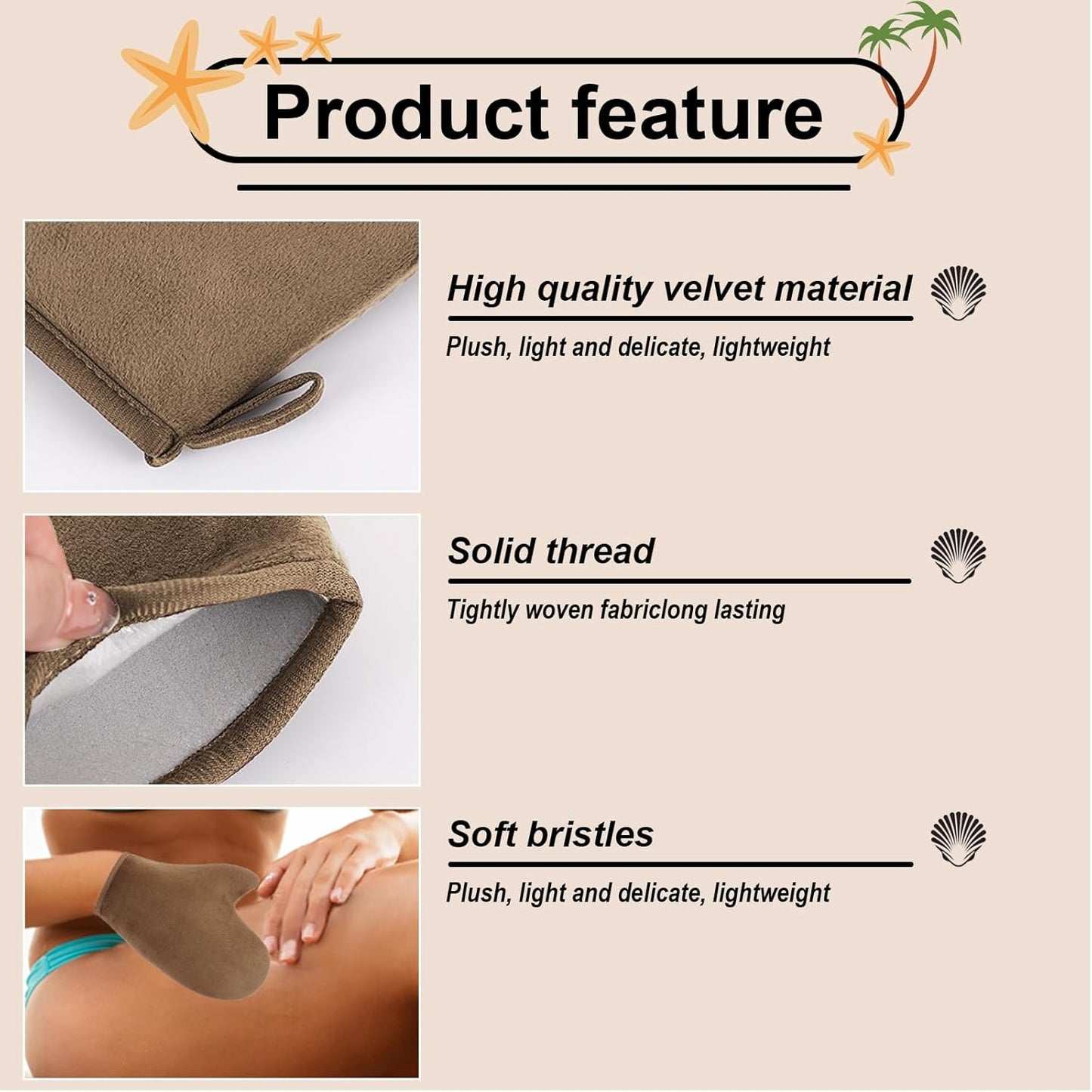 Skiennix Self Tanner Mitt Applicator Kit - Streak-Free, Reusable & Washable | 4 Pcs for Face & Body