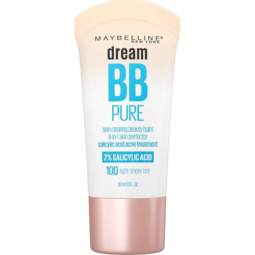 Maybelline Dream Pure BB Cream - 8-in-1 Skin Perfecting Beauty Balm with 2% Salicylic Acid | Oil-Free, Light Tint, 1 Count