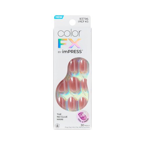 Kiss Impress No Glue Mani Press On Nails - ColorFX 'Boundless' Pink, Short Oval Shape, 30 Nails Included