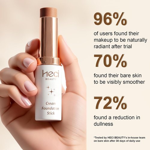 HECI BEAUTY Tinted Foundation Stick - Hydrating Balm to Cream Foundation, Medium Dark 04, 0.25 oz