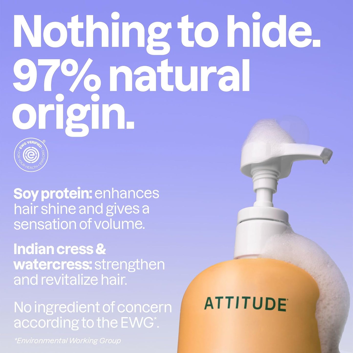 ATTITUDE Volume & Shine Hair Shampoo - EWG Verified, Vegan Formula with Soy Protein & Cranberries | 32 Fl Oz