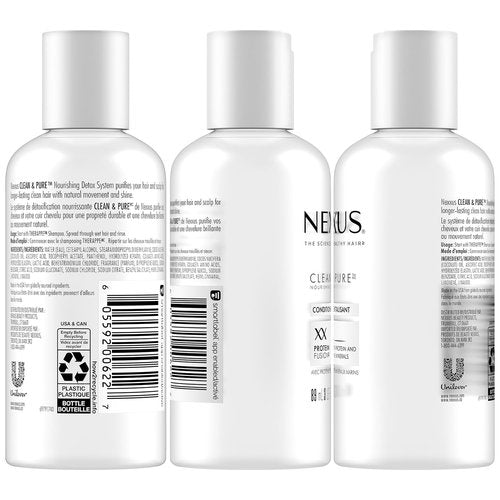 Nexxus Travel Shampoo & Conditioner Set - Clean & Pure Hair Care with Elastin Protein, 3 Oz Each