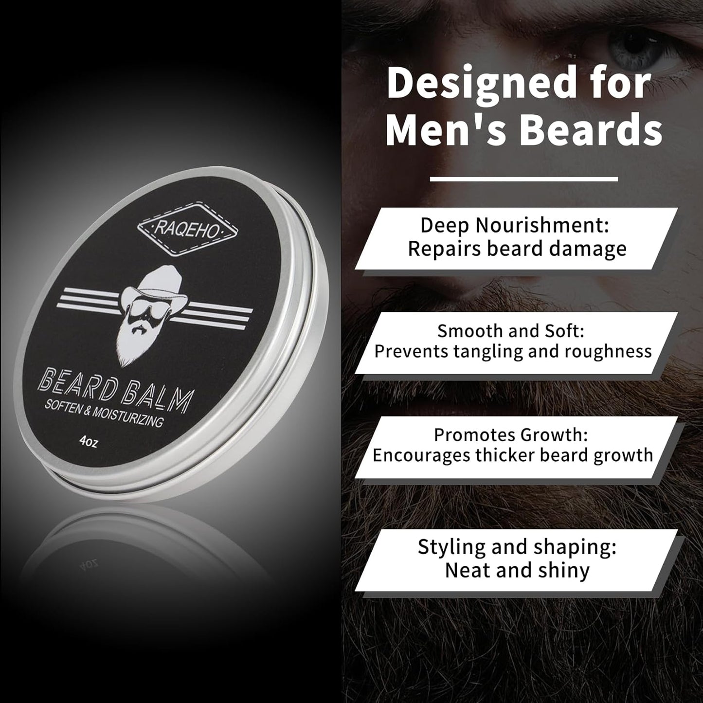 Skiennix 4oz Beard Balm - Nourishing Mustache Wax & Leave-In Conditioner | Sandalwood Scented Grooming Cream