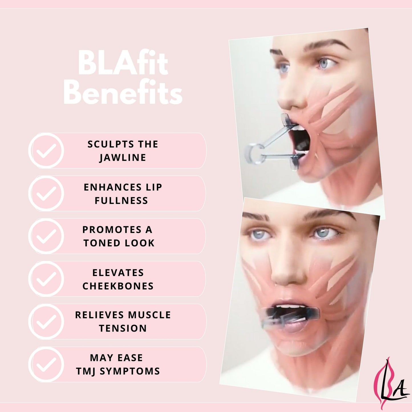 Lip Plumper Device | Non-Invasive Lip Plumping Device, Pain-Free | 60-Second Daily Exercise for Fuller Lips, Defined Jawline & Firmer Skin, MADE IN USA (Peachy Pink)