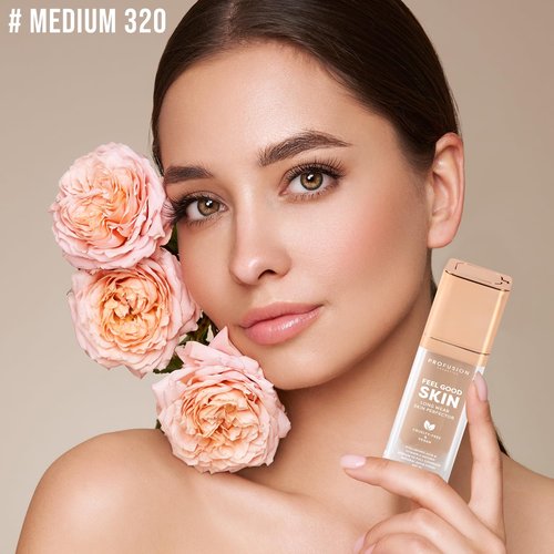 Profusion Cosmetics Feel Good Skin Foundation - Radiant Satin Finish, Buildable Coverage & SPF 15 (Medium 320)