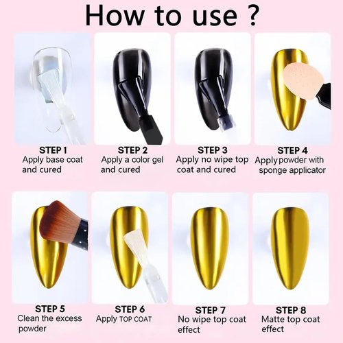 Silver Gold Nail Chrome Powder Set Mirror Design Effect Nail Glitters Pigment Dust Silver Gold Chrome Nail Powder Kit Accessories DIY