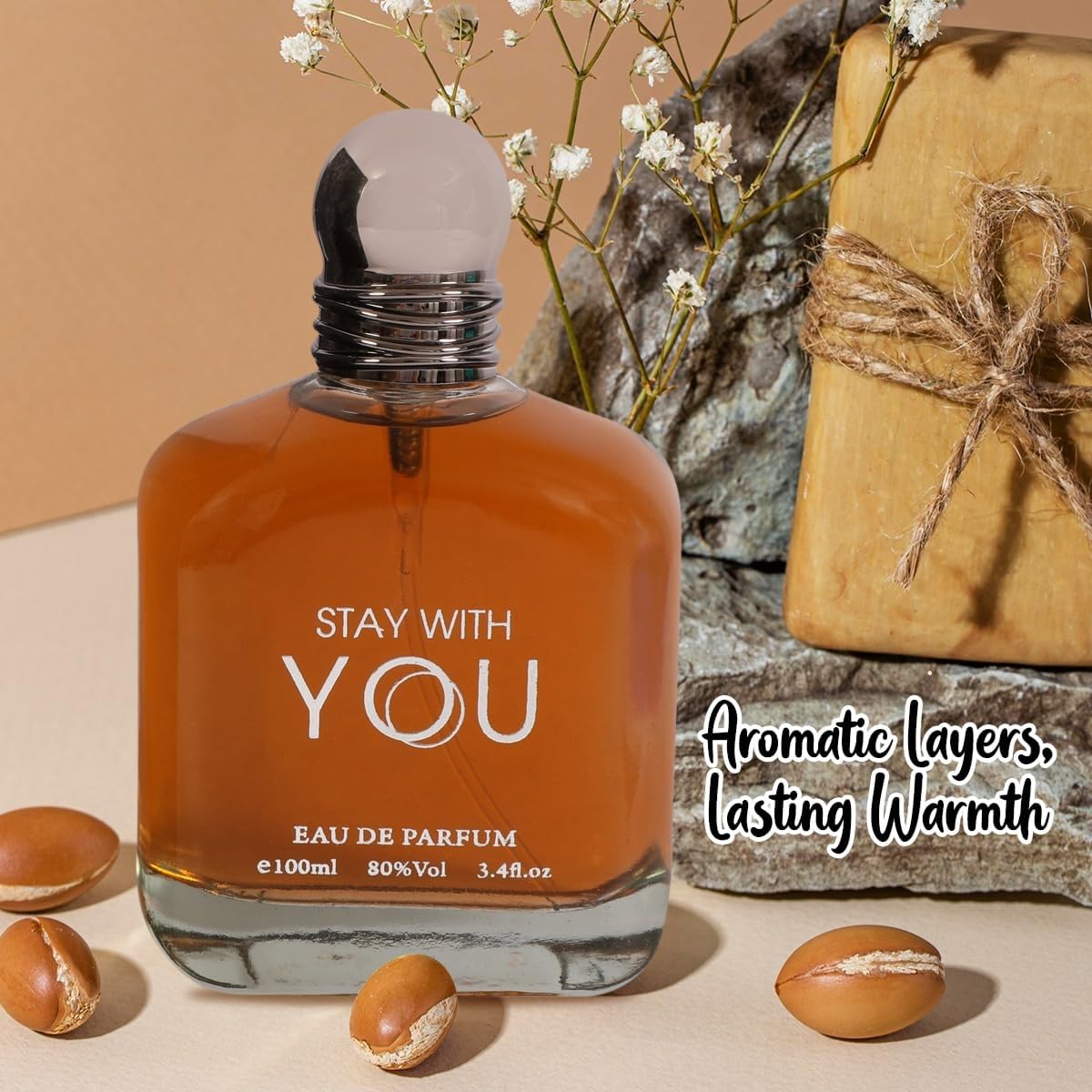 Stay With You Men's Parfum Set - 2 Pack 3.4 Oz Eau de Parfum | Warm, Sweet & Smoky Cologne Gift for Men
