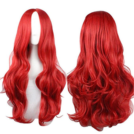 Sharebeauty 29.5" Womens Long Wavy Synthetic Red Wig Anime Cosplay Halloween Costume Party Wig