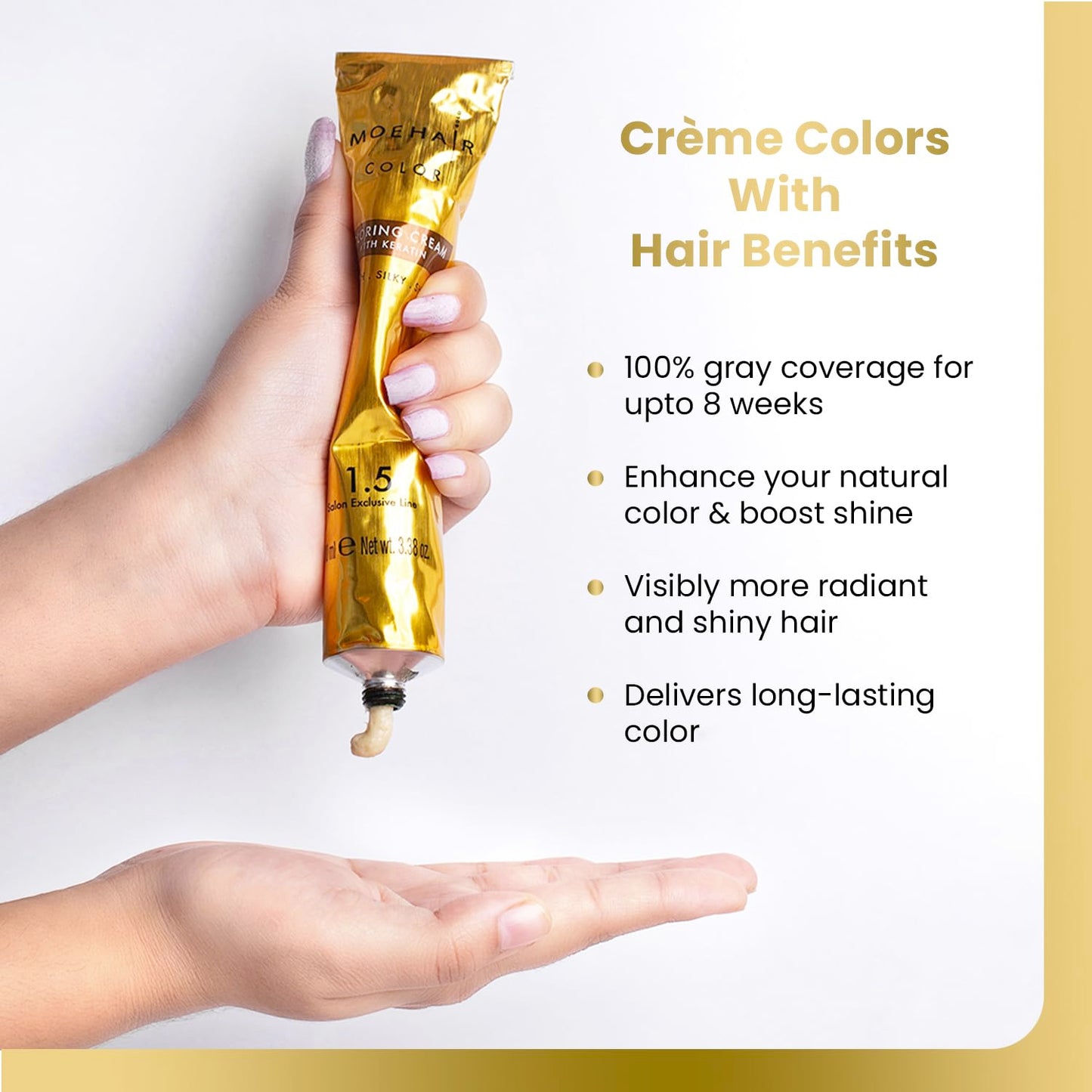 MOEHAIR 5NN Permanent Hair Color (Light Brown Intense) | Hair Dye for 100% Gray Coverage | Infused with Keratin | Adds Shine & Smoothens Hair | Non-Drippy | Double Pigmented (3.38Oz)