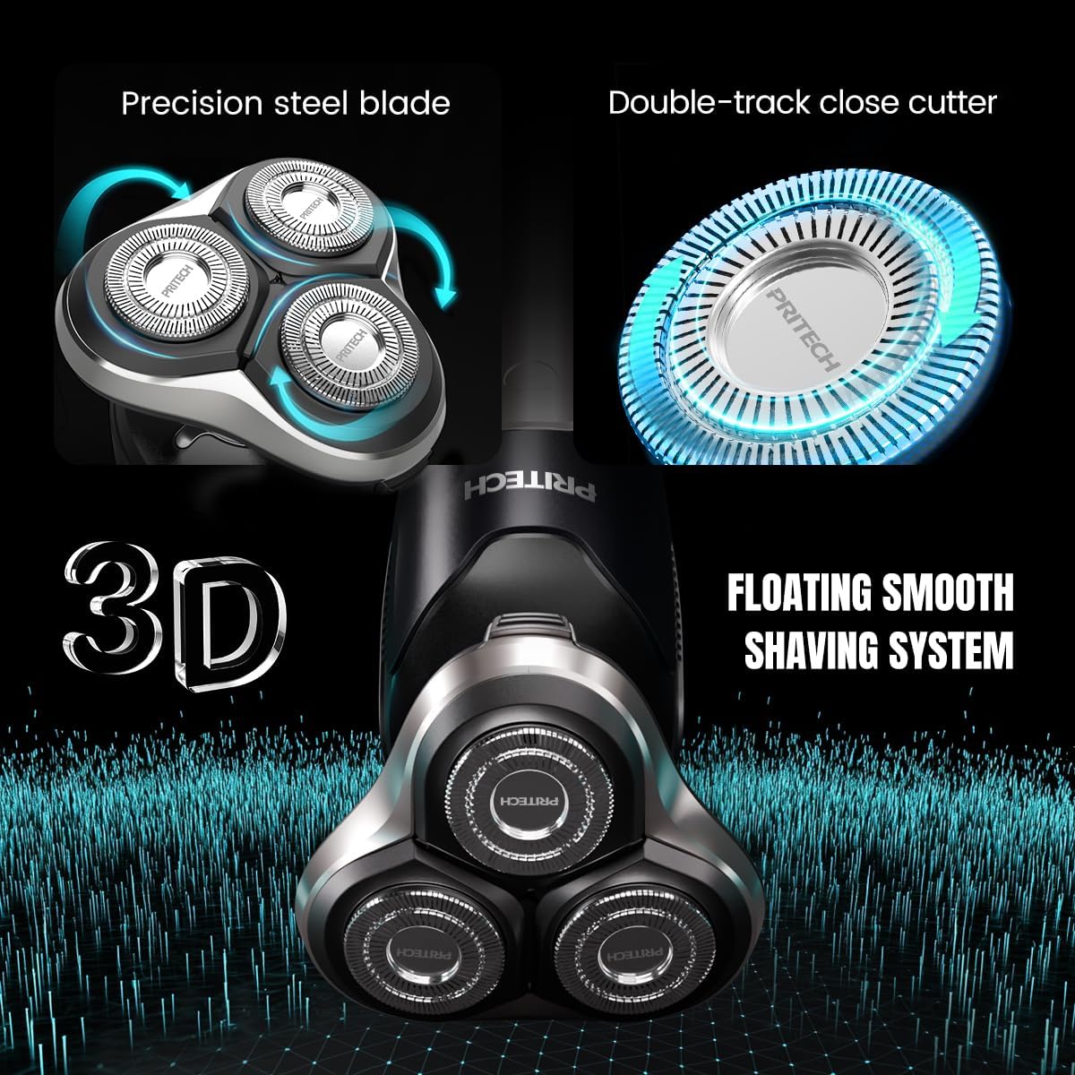 Skiennix Electric Razor for Men - Rechargeable Waterproof Cordless Shaver for Wet & Dry Use