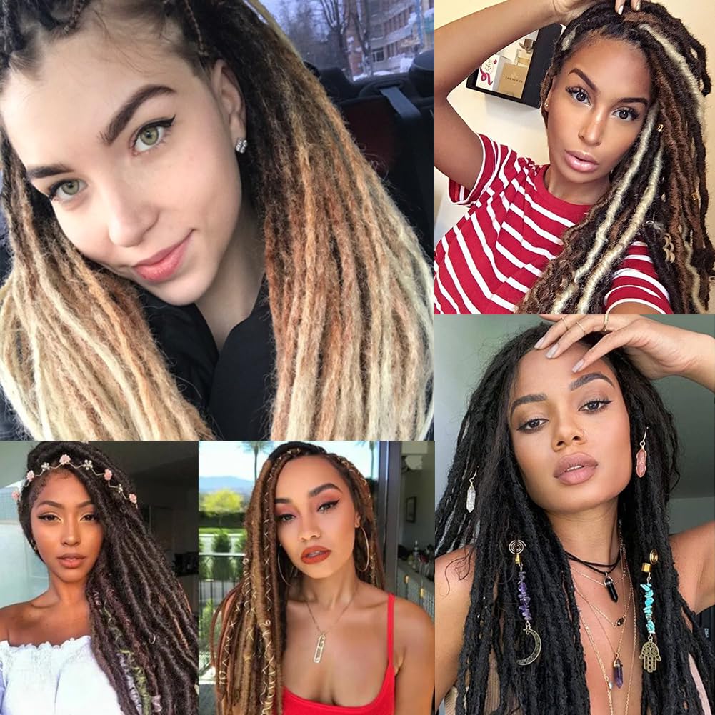 Mychanson Goddess Locs Crochet Hair,20 Inch 6 Packs Faux Pre Looped Locs Crochet Hair with Curly Ends Soft Distressed Locs Crochet Hair Extensions for Women-Brown 30#