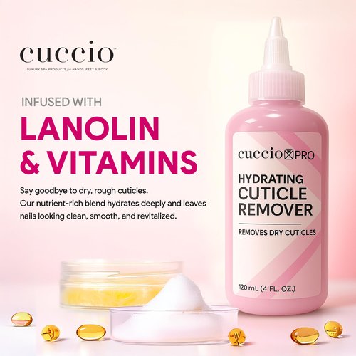 Cuccio Pro Hydrating Cuticle Remover 4 fl oz – Professional Fast-Acting Cuticle Softener & Remover for Dry, Rough Cuticles, Moisturizing Lanolin-Infused Formula for Healthy Nails