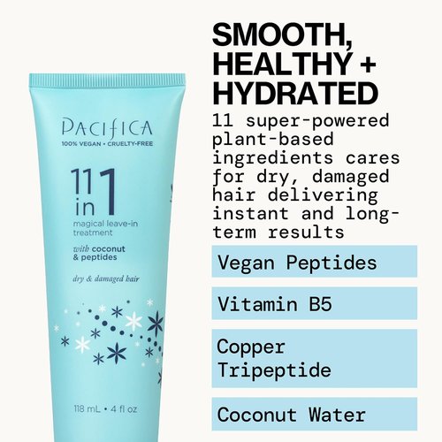 Pacifica Leave In Conditioner - 11-in-1 Magical Hair Treatment for Strengthening & Repairing Damaged Hair - Deep Conditioning, Anti-Frizz, Vegan
