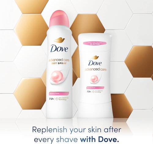 Dove Advanced Care Antiperspirant Deodorant Stick Beauty Finish for Helping Repair Skin Barrier After Shaving, with 72-Hour Sweat & Odor Protection, 2.6 oz