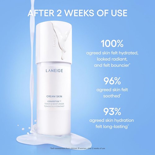 LANEIGE Cream Skin Toner - Lightweight Refillable Milky Toner with Ceramide & Peptide for Hydration & Firming
