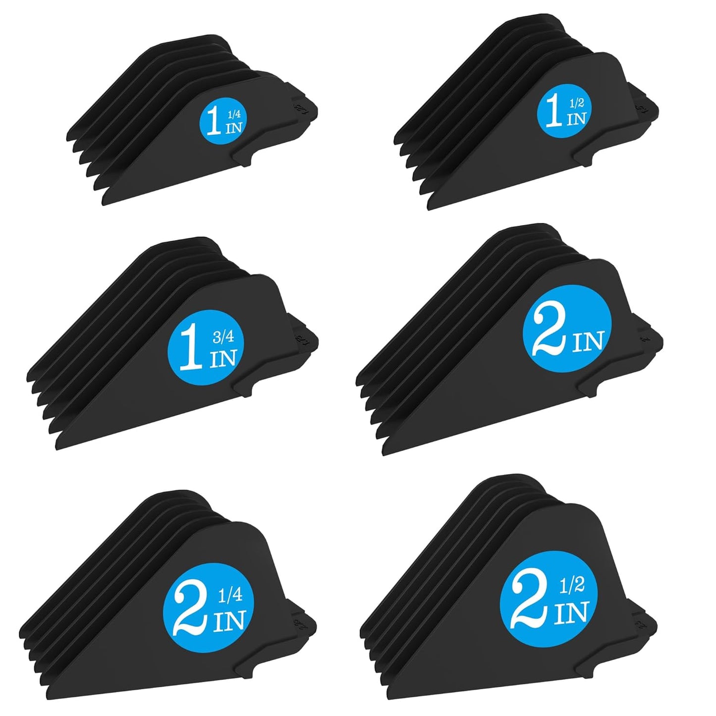 Wahl Clipper Guards - Extra Long Hair Clipper Attachments | 6-Piece Set in Black, 2.5" Size